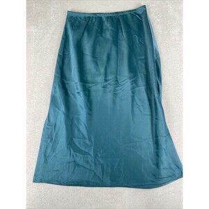 New Vylette Bias Cut Satin Midi Skirt Size Large Pull On Teal Green